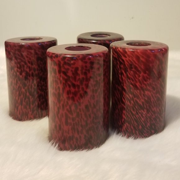 Other - Art Glass Light Globes Shades Burgundy Set 4New